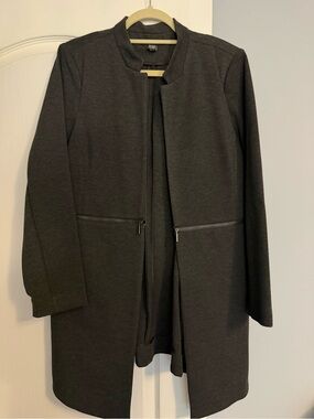 Alfani Dark Gray Open-Front Long Trench Coat